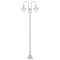 vidaXL St&acirc;lp cu lumini de grădină E27 220 cm, aluminiu 2 lămpi, alb