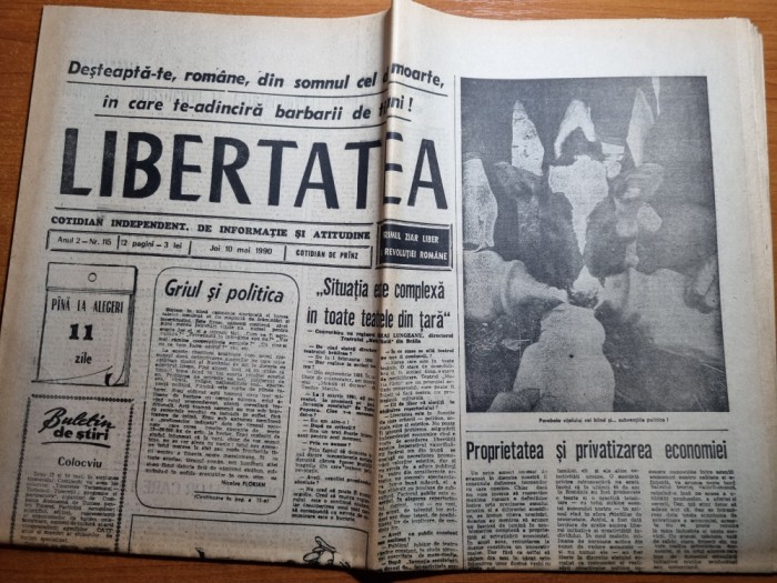 libertatea 10 mai 1990 - biroul electoral,prezentarea tuturor candidatilor