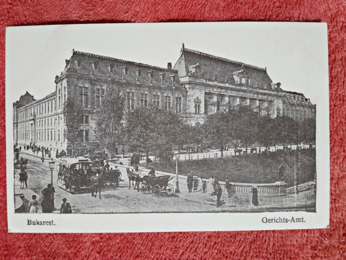 Carte postala, Bucuresti, cladirea Tribunalului, inceput de secol XX