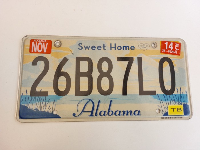 Alabama Inmatriculare USA original, decor de perete