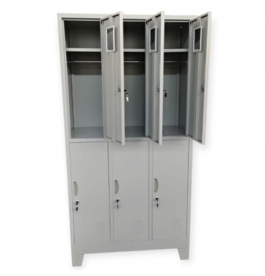 Vestiar metalic Premium cu picioare 6 usi (3x2) 900x450x1920 mm (LxlxH), Asamblat, PLUS foto