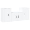 Set comoda TV, 3 piese, alb, lemn prelucrat