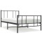 Cadru pat metalic cu tablii de cap/picioare, negru, 75x190 cm