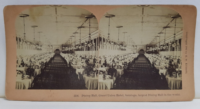 SALA DE MESE , GRAND UNION HOTEL , SARATOGA , FOTOGRAFIE STEREOSCOPICA , INCEPUTUL SECOLULUI XX