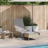 VidaXL Șezlong Bej și gri deschis Ratan PE 157 x 55 x 92 cm Pliabil