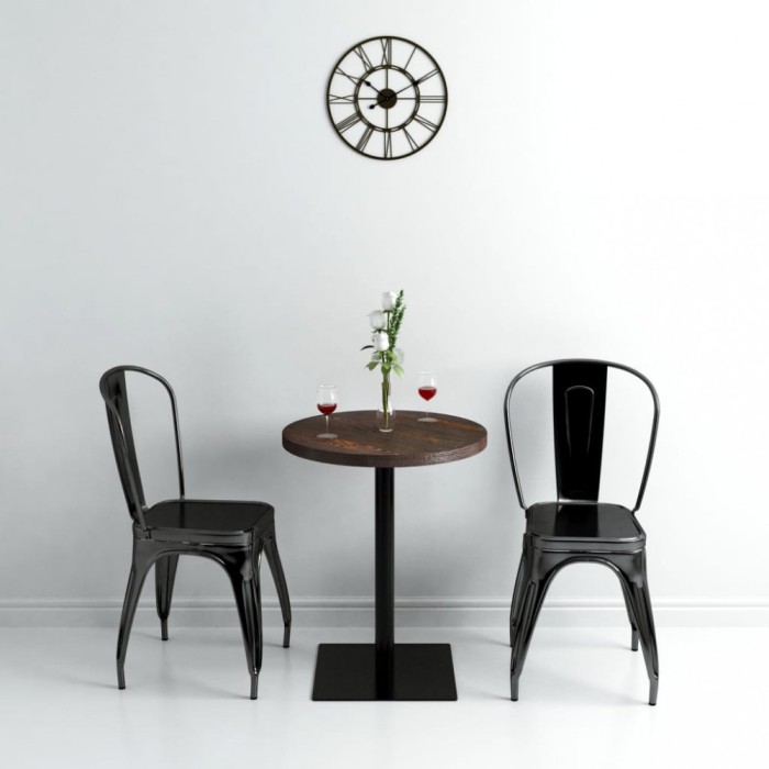 vidaXL Masă bistro, MDF și oțel, rotundă, 60x75 cm, Cenușiu &icirc;nchis