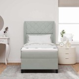 Cumpara ieftin Pat cu arcuri cu headboard Gri deschis 200 x 90 cm Catifea