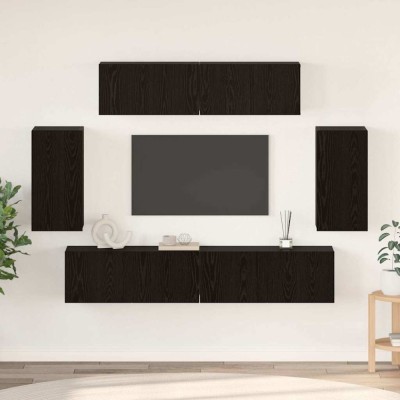 Set comodă TV 6 pcs Stejar negru 80 x 30 x 30 cm Lemn compozit foto