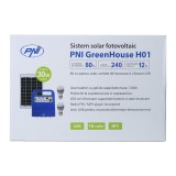 PNI GreenHouse H01 30W solar photovoltaic system with 12V / 7Ah battery, USB / Radio / MP3, 2 LED bulbs