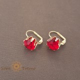 Cercei Regina Flacarilor , Cristale rosii mari placati aur 18K Brazilia