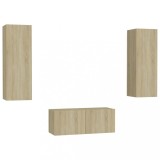 Cumpara ieftin Set de dulapuri TV, 3 piese, stejar sonoma, lemn prelucrat