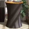 VidaXL Masă laterală de grădină, formă de tobă, negru, poliratan/lemn 368296