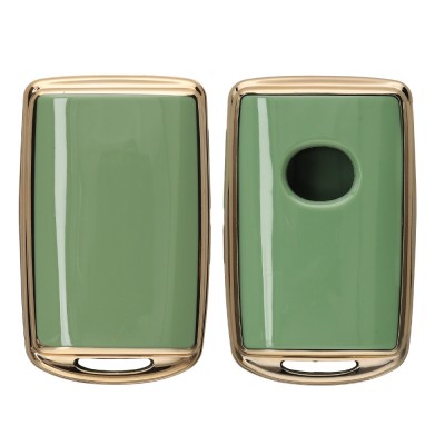 Husa Cheie Auto Kwmobile pentru Mazda 3 Butoane, Verde/Auriu, Silicon, KWM000025CD002C foto