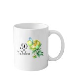 Cana din ceramica haioasa Aniversare 50 ani, 330 ml, alba