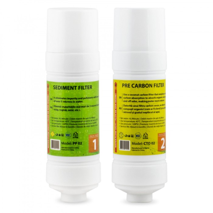 Set filtre pentru dozator de apa Zass ZWD 03 WF si ZWD 04 WF(Sediment si Precarbon), durata 6 luni - NOU