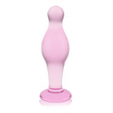 Dop de sex anal din sticlă, roz 11,5 cm