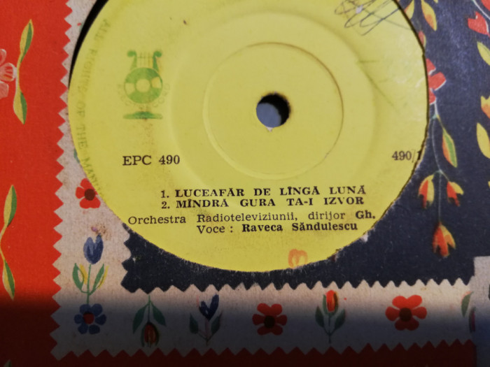 Raveca Sandulescu - Raritate (EPC490/Electrecord) - Vinil format mic - 33 rpm/VG