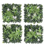 Set 4 panouri plante artificiale verzi albe 50x50 cm