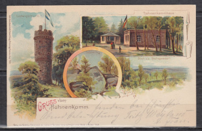GERMANIA SALUTARI DIN HAHNENKAMM LITOGRAFIE CIRCULATA 1901 foto