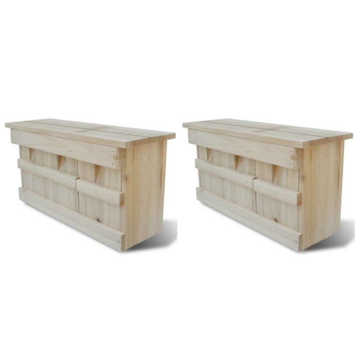 vidaXL Case de vrăbii, 2 buc., 44 x 15,5 x 21,5 cm, lemn 276008