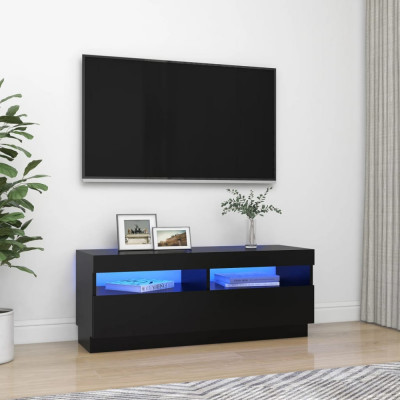 Comodă TV cu lumini LED, negru, 100x35x40 cm foto