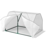Mini Seră Outsunny pentru grădină și balcon din plastic PE și oțel cu &icirc;nchidere cu fermoar, 99x71x60 cm, de culoare alb transparent | Aosom Romania