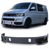 Spoiler bumper Sportline + grilaj pentru lumini de ceata lucios, potrivit pentru VW T5.2 09-15 Performance AutoTuning