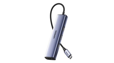 UGREEN CM475 adaptor USB-C hub 3x USB 3.0, RJ45, USB-C PD (gri) foto