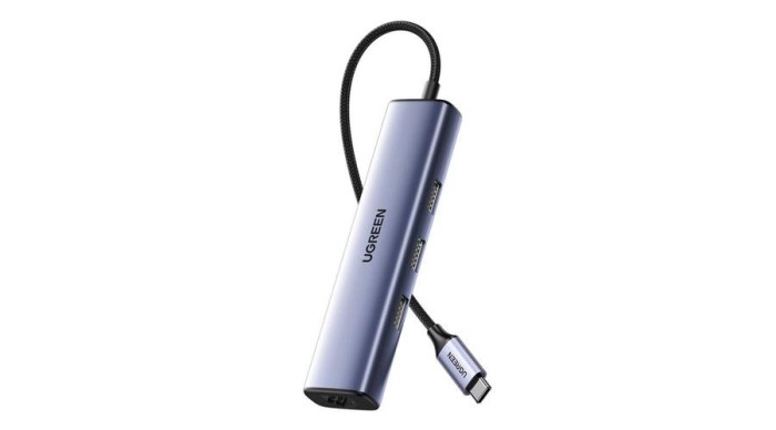 UGREEN CM475 adaptor USB-C hub 3x USB 3.0, RJ45, USB-C PD (gri)