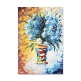 Tablou pictat manual, Vaza cu albastrele, 60x40cm ulei pe panza in cutit efect 3D