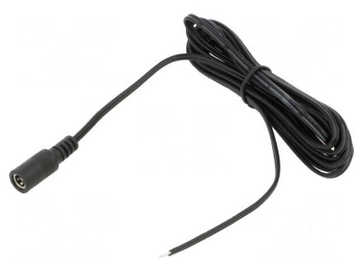 Cablu DC 5,5/2,1 2x0,5mm2 3m soclu drept negru și gri foto