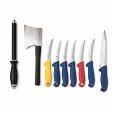 Set cutite profesionale macelarie 8 piese, DEPOX&reg;, otel inoxidabil, multicolor