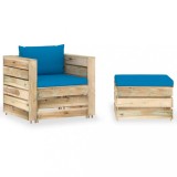 vidaXL Set mobilier grădină cu perne, 2 piese, lemn tratat verde 3074535