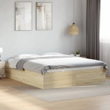 VidaXL Cadru de pat, stejar sonoma, 160x200 cm, lemn prelucrat