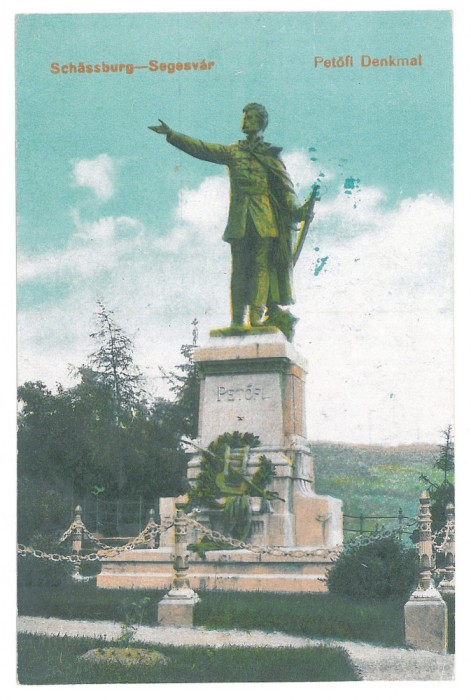 4158 - SIGHISOARA, Mures, Petofi statue, Romania - old postcard - unused