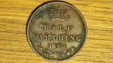 R10 Marea Britanie - moneda de colectie - 1/2 half farthing 1843 -Victoria- superba!