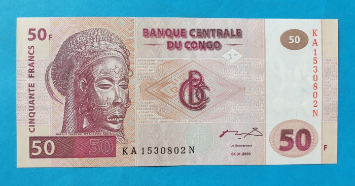 50 Francs 2000 Congo - Bancnota SUPERBA - UNC