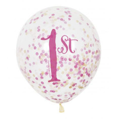 Baloane latex 1st birthday confetti 6 buc