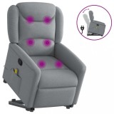 VidaXL Fotoliu de masaj rabatabil cu ridicare, gri deschis, textil