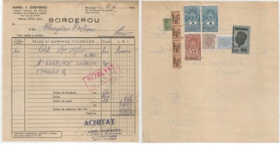 Romania, Anghel I. Curtovici, Agent oficial de efecte actiuni si schimb la bursa, Borderou, Bucuresti, 1944 foto