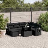Cumpara ieftin Gossi set mobilier de gradina cu perne, 9 piese, negru, poliratan
