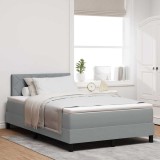 VidaXL Pat cu arcuri cu saltea Gri deschis 120 x 190 cm țesătură