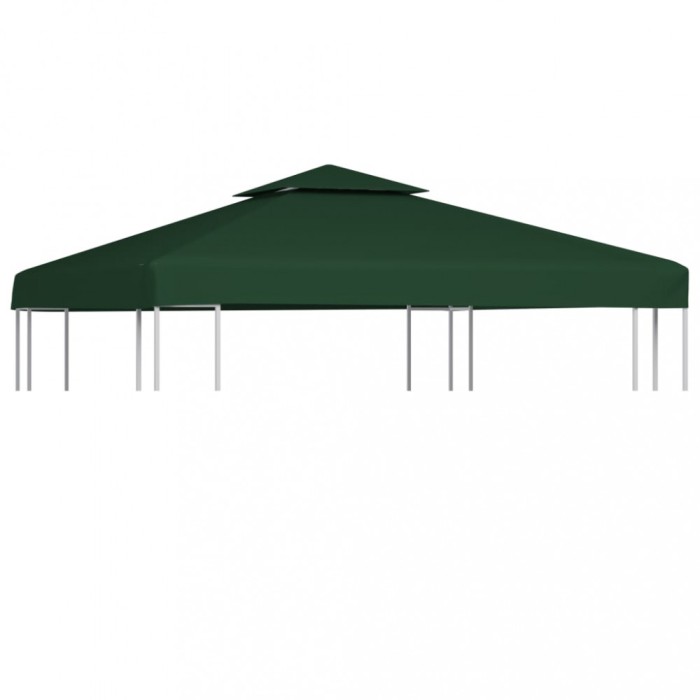 vidaXL Copertină rezervă acoperiș pavililion, verde, 3x3 m, 310 g/m&sup2;