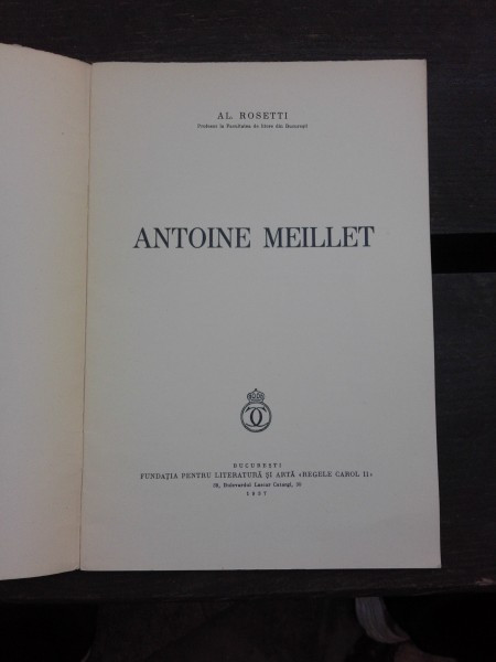 ANTOINE MEILLET - AL. ROSETTI