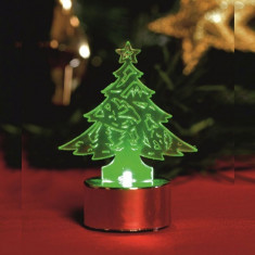 Decor candela in forma de Bradut, iluminat LED verde, inaltime 8.5 cm foto