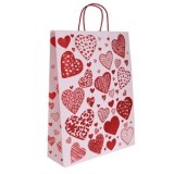 Punga Cadou Roz cu Inimi Rosii și Glitter - Ambalare Decorativă, CMCLASS