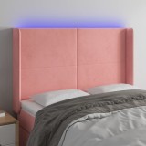 Cumpara ieftin Tăblie de pat cu LED, roz, 147x16x118/128 cm, catifea