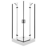 Flow Black 90 cabină de duș unghiulară cu tavă de duș