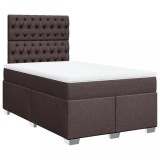 Cumpara ieftin Pat box spring cu saltea, maro inchis, 120x190 cm, textil