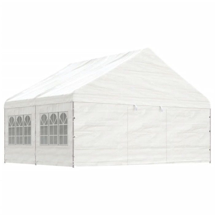 Gossi foisor cu acoperis, alb, 4,46x5,88x3,75 m, polietilena